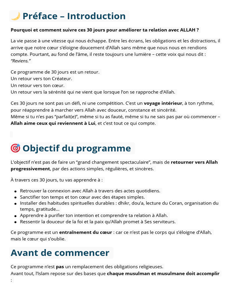 30 Jours pour Se Rapprocher d'Allah | PDF | Prière | Allah
