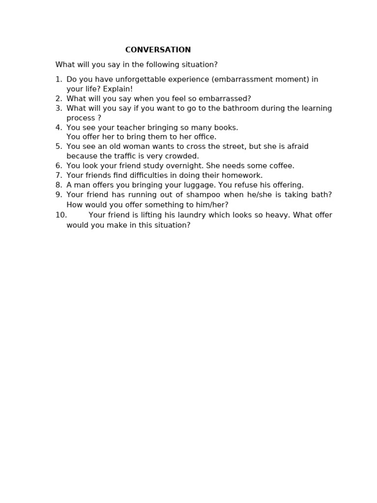 Conversation Scenarios for Everyday Situations | PDF