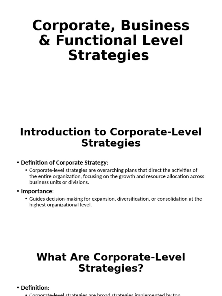 Corporate-Level Strategies Explained | PDF | Strategic Management ...