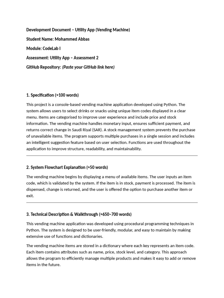 Python Vending Machine App Development | PDF | Computer Program ...