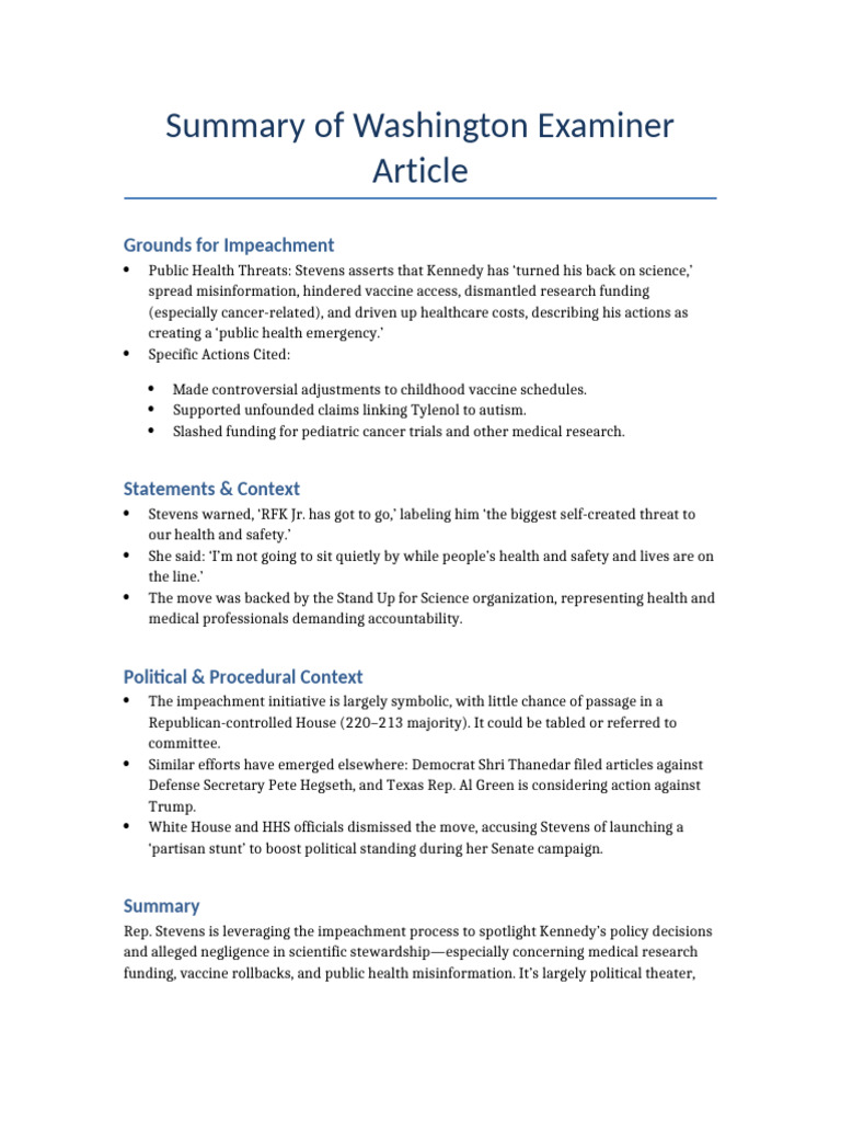 Washington Examiner Summary | PDF