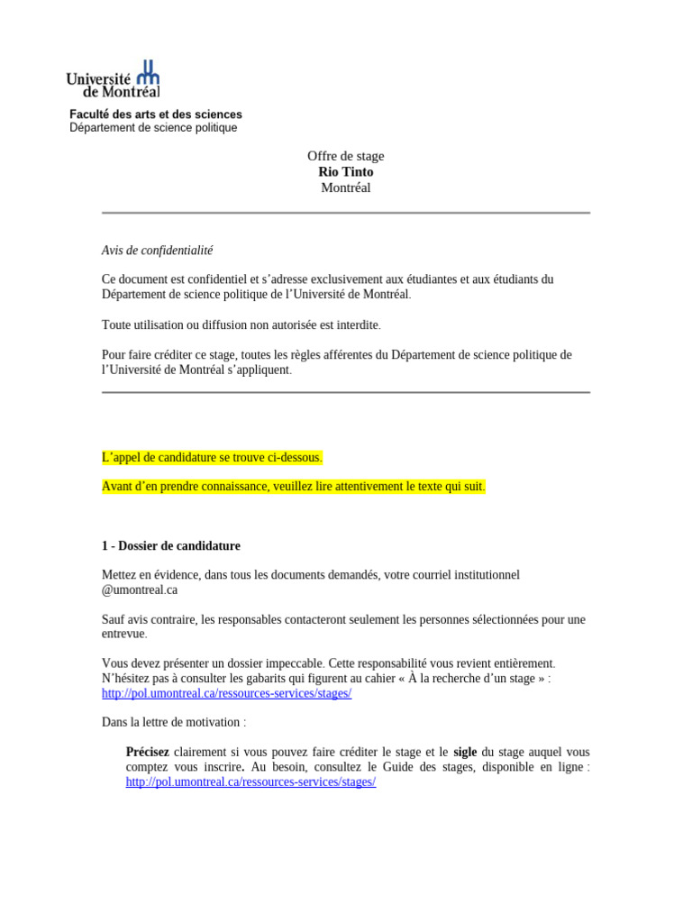 Stage en communication chez Rio Tinto | PDF