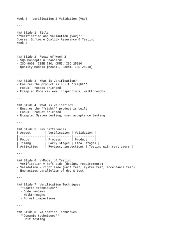 Week 3 Verification Validation | PDF