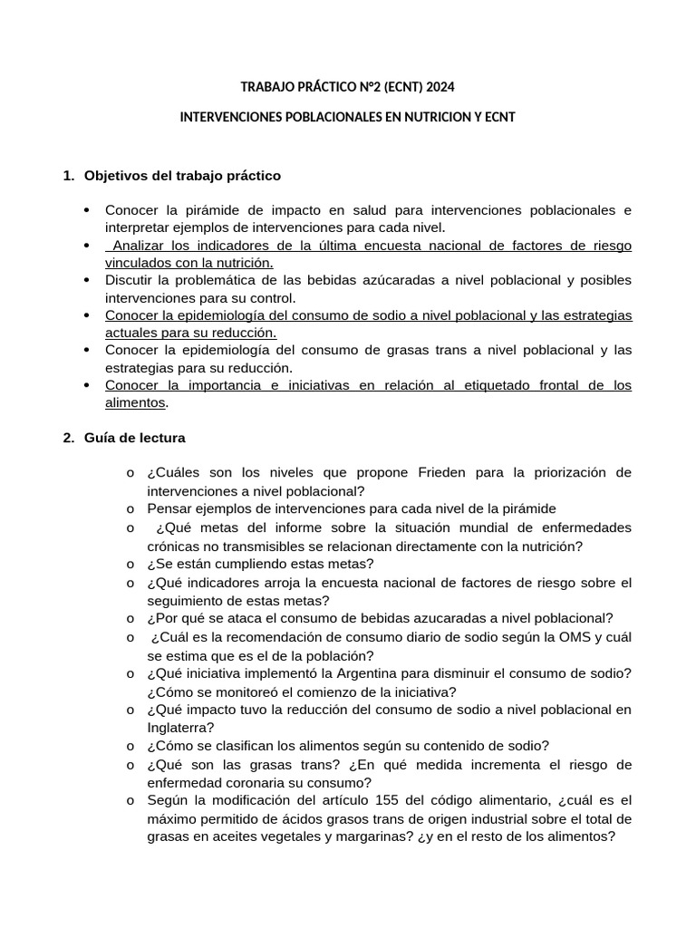 ECNT - TP 2 | PDF | Nutrición | Dieta y nutrición