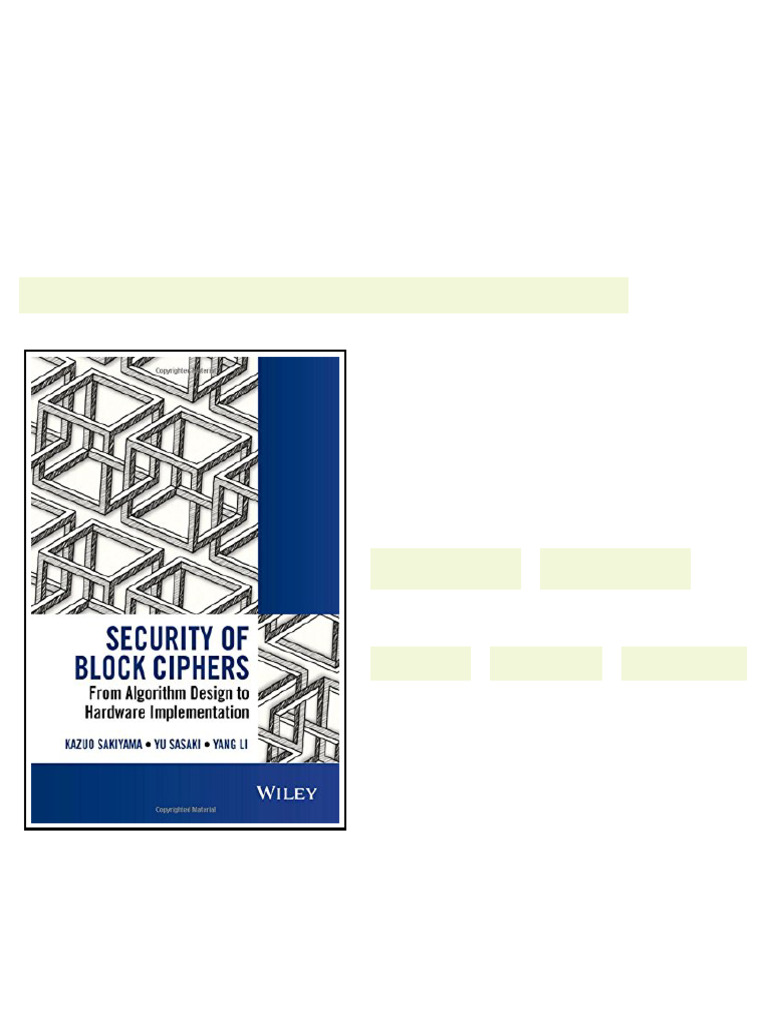 Security of Block Ciphers From Algorithm Design to Hardware ...