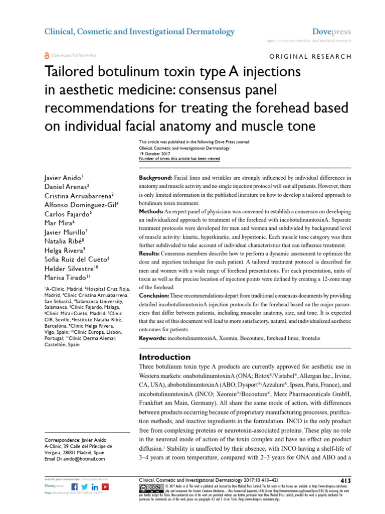 Tailored BTX a Injections in Aesthetic Medicine. Recommendations for ...