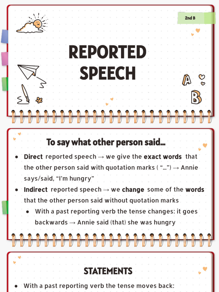 Reported Speech | PDF | Verb | Semantics