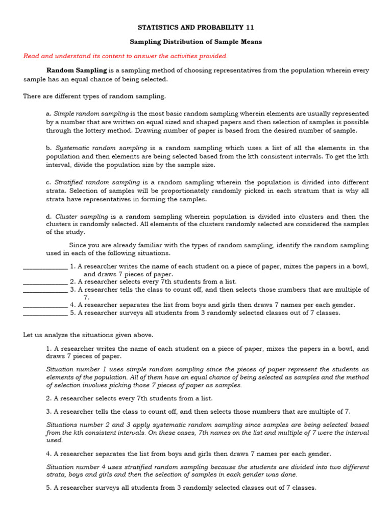 Types of Random Sampling Explained | PDF | Sampling (Statistics ...