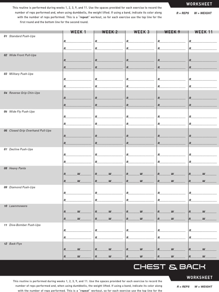 P90X Worksheets | Human Body | Management Of Obesity
