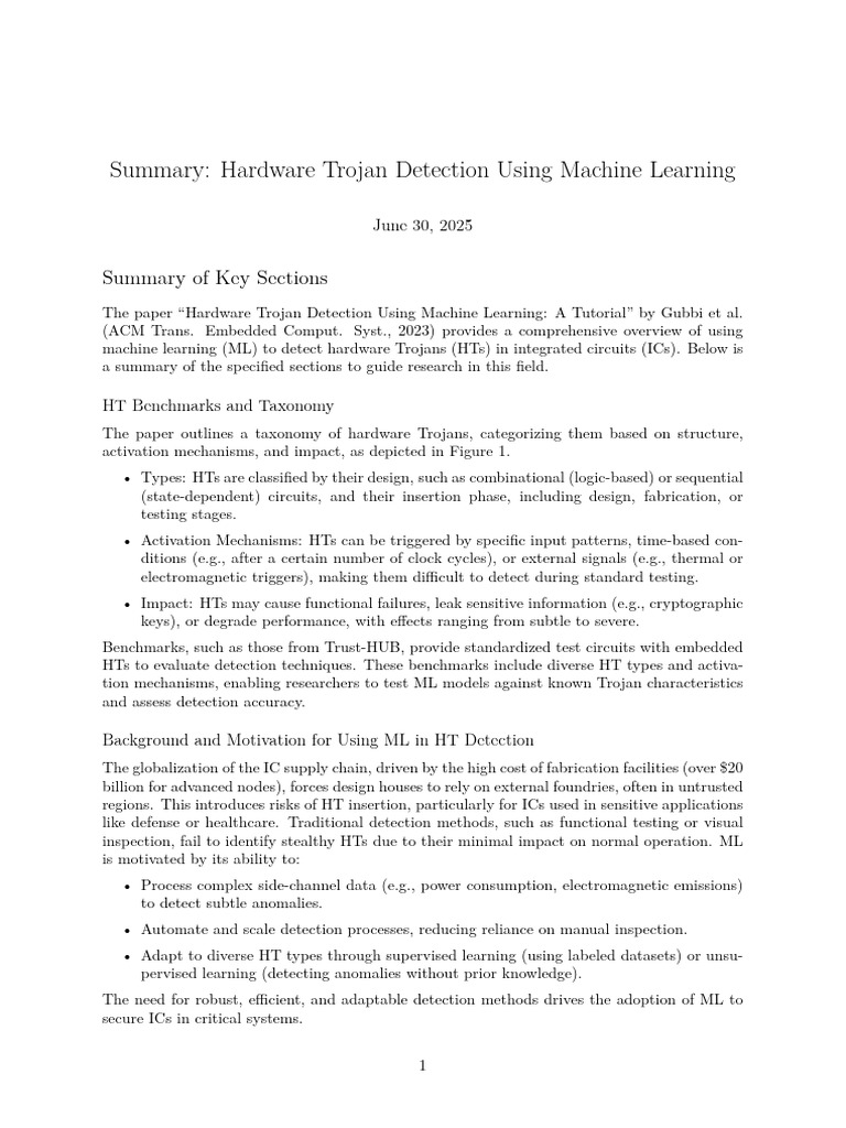 Hardware Trojan Detection Using Machine Learning A Tutorial-Summery ...