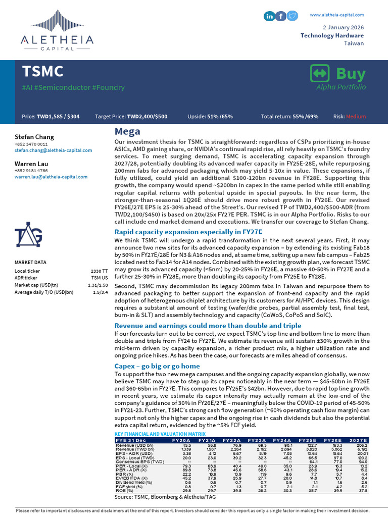 TSMC Capacity Expansion Analysis 2026 | PDF | Semiconductor Devices ...