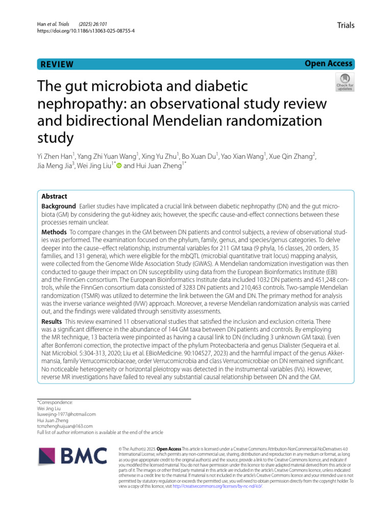 The Gut Microbiota and Diabetic Nephropathy an Obs (1) | PDF | Medical ...