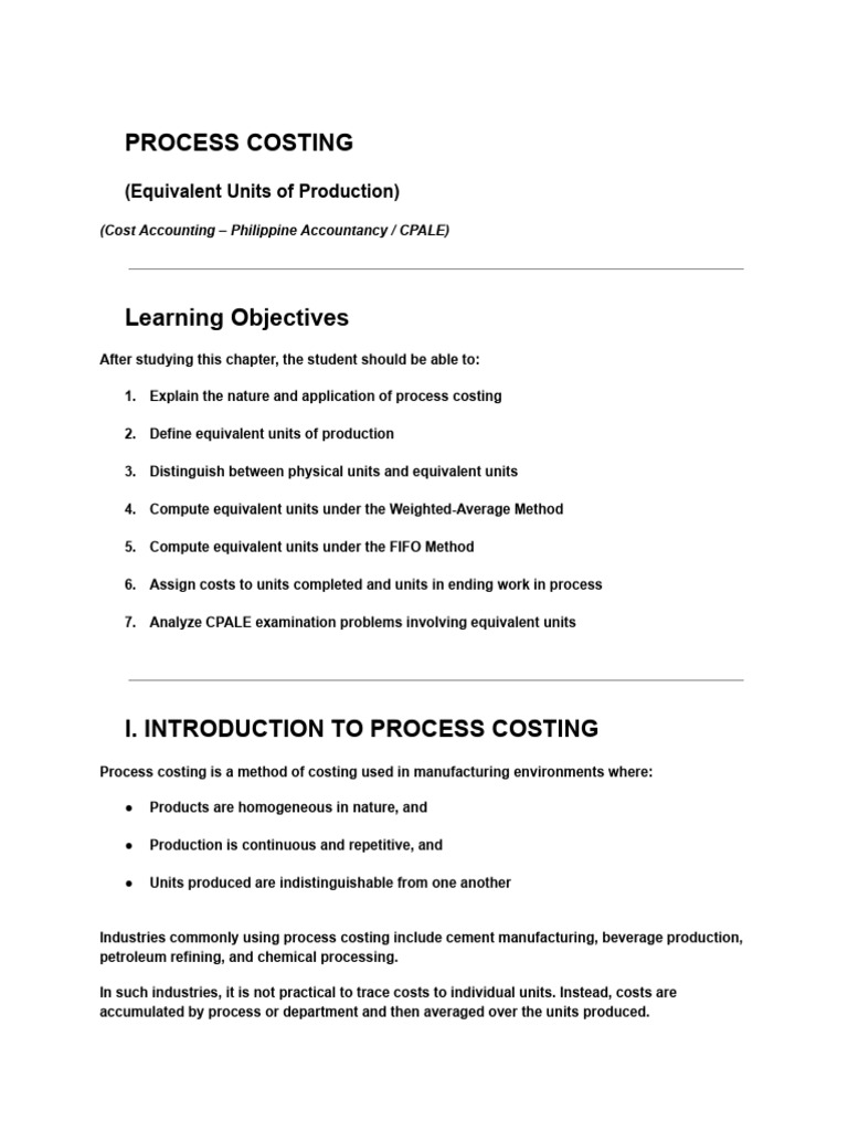Process Costing | PDF