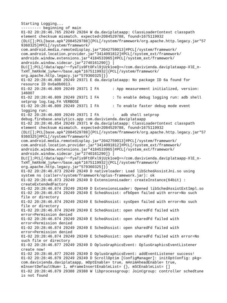 Davivienda App Logging Errors Analysis | PDF | Java (Programming ...