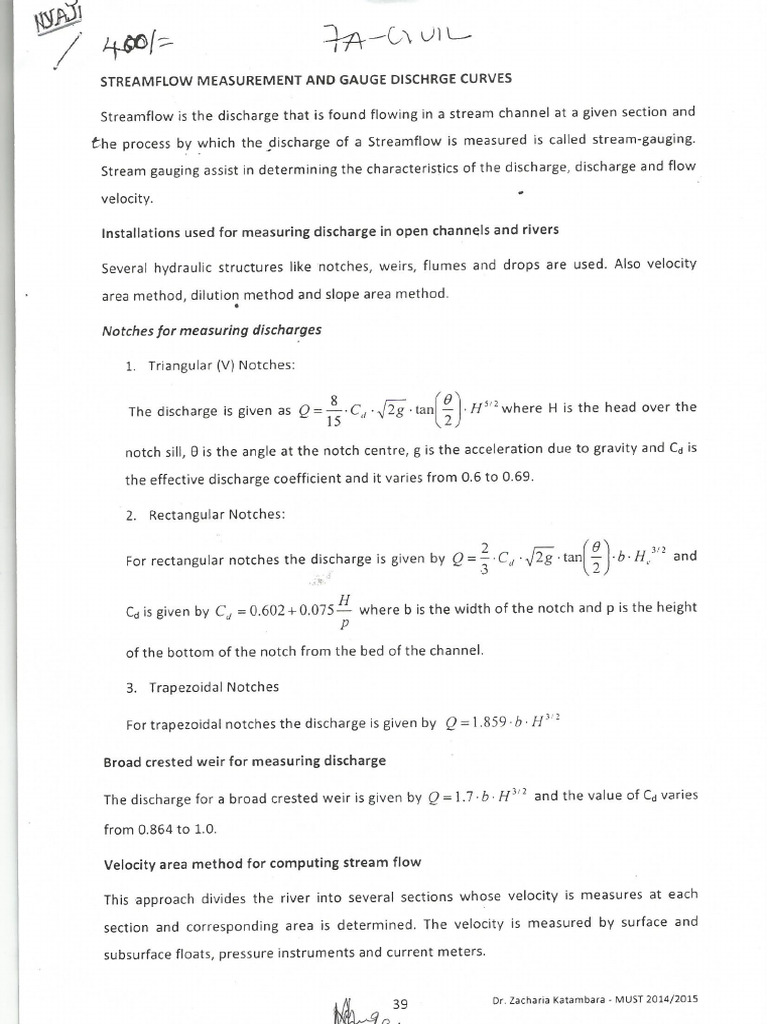 Engineering Hydrology Notes | PDF