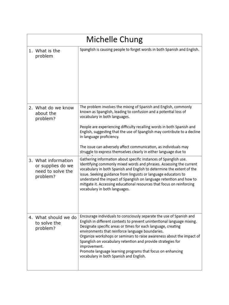 PBL Student Template - MIchelle Chung PDF | PDF | English Language ...