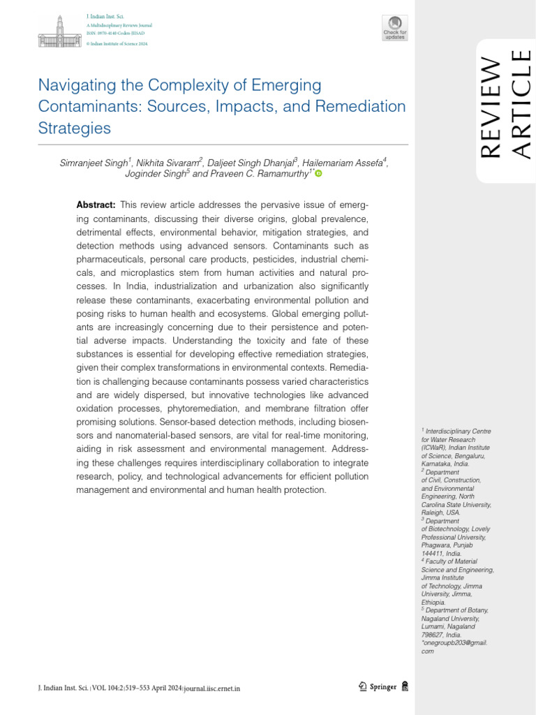 Emerging Contaminants: Sources and Solutions | PDF | Water Pollution ...