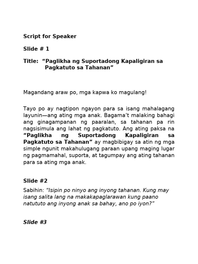 Script For Speaker - 