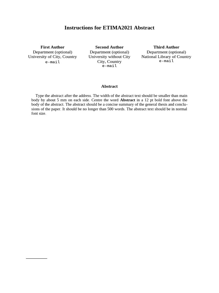 ETIMA2021 Abstract Submission Guide | PDF