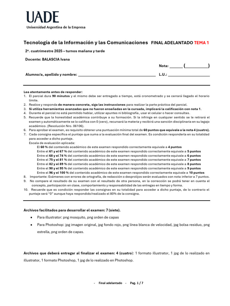 Examen Final de TIC: Instrucciones y Consignas | PDF | Muestreo ...