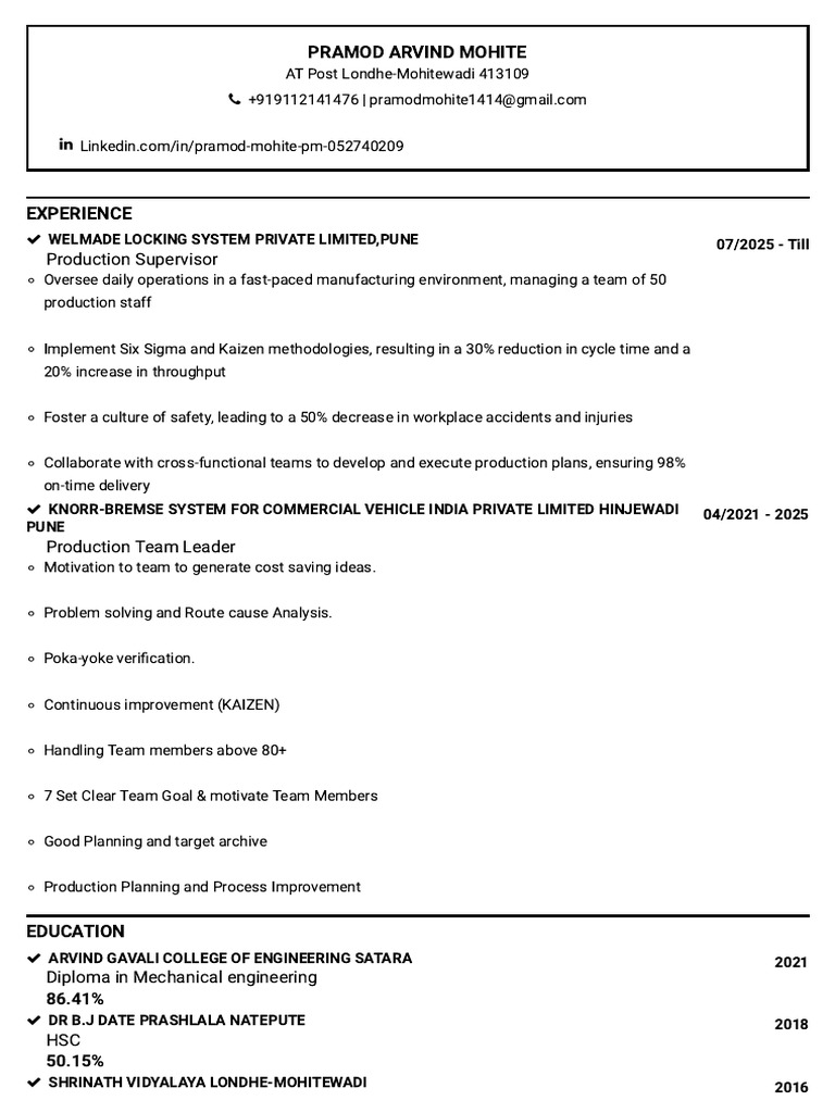 Pramod Mohite Resume | PDF