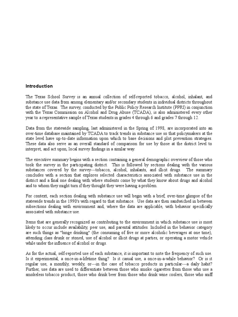 GALVESTON COUNTY Friendswood ISD 1998 Texas School Survey of Drug