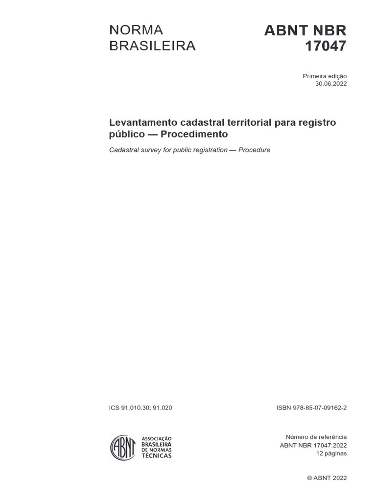 Levantamento Cadastral Territorial ABNT NBR 17047 | PDF | Latitude