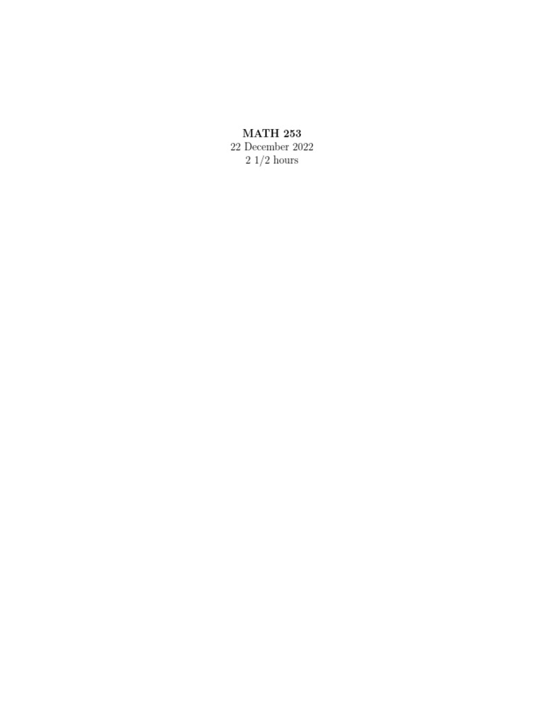 UBC MATH 253 Exam Guidelines and Questions | PDF