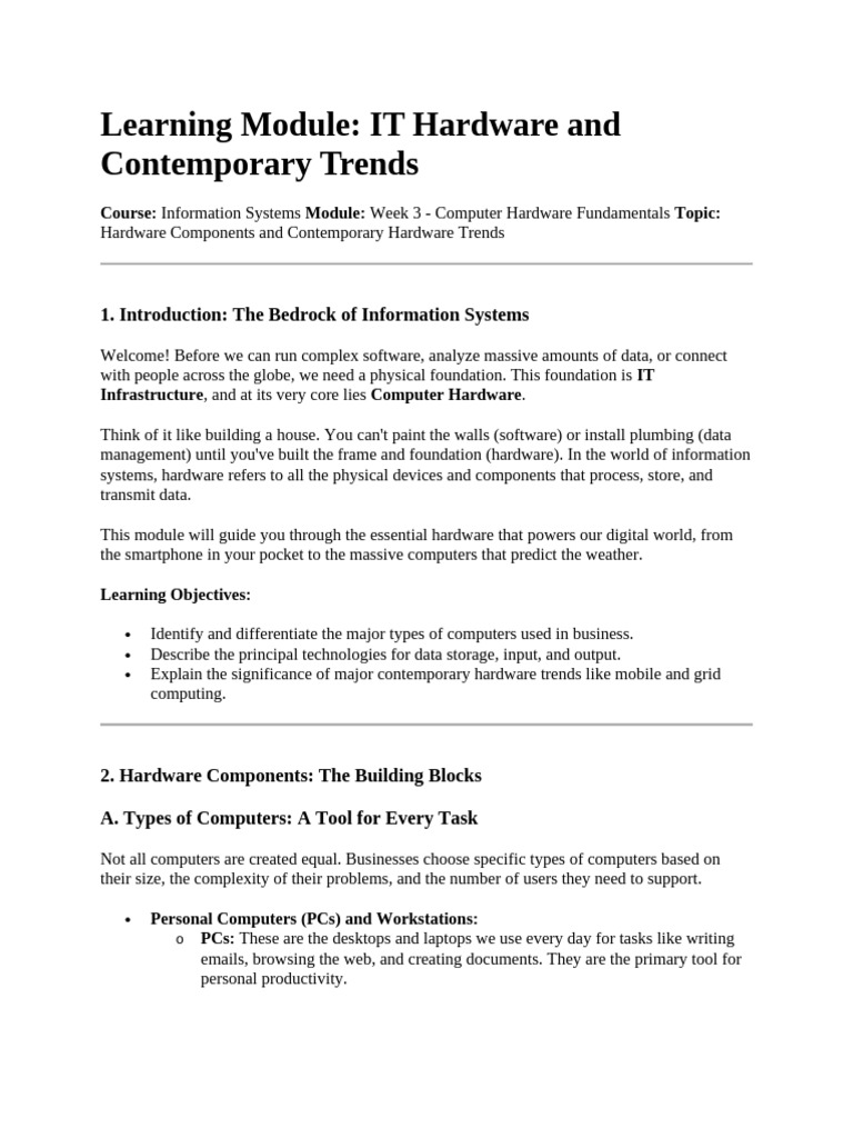 IT Hardware Trends and Fundamentals | PDF | Computer Data Storage ...