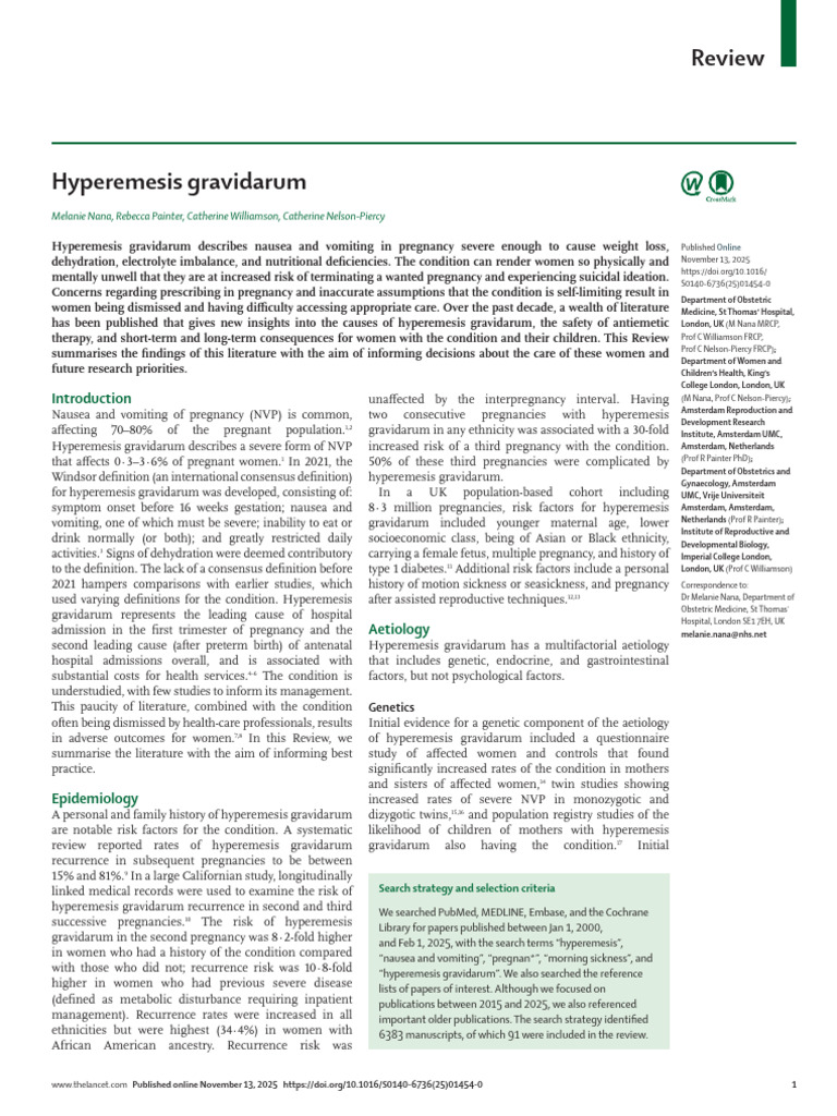 Hyperemesis Gravidarum: Insights and Care | PDF | Nausea | Pregnancy