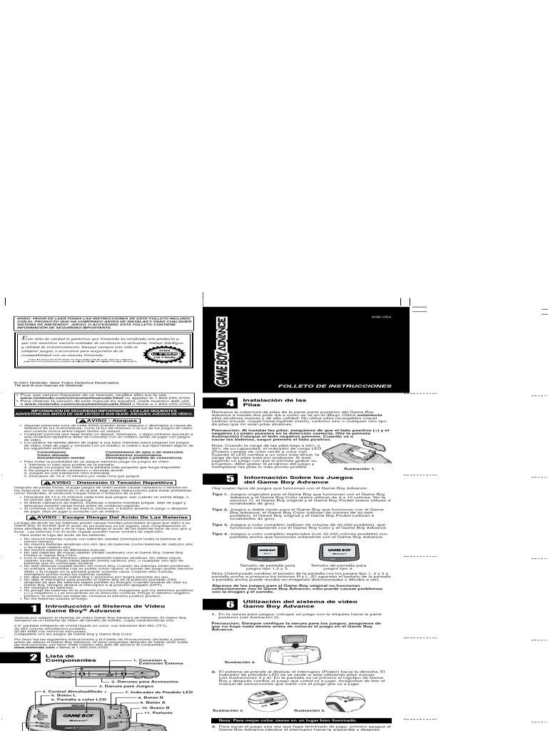 Manual de la Consola Game Boy Advance | PDF | Nintendo