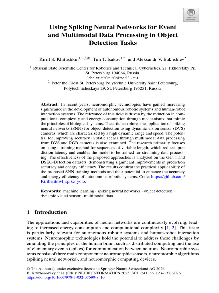 Spiking Neural Networks for Object Detection | PDF | Synapse