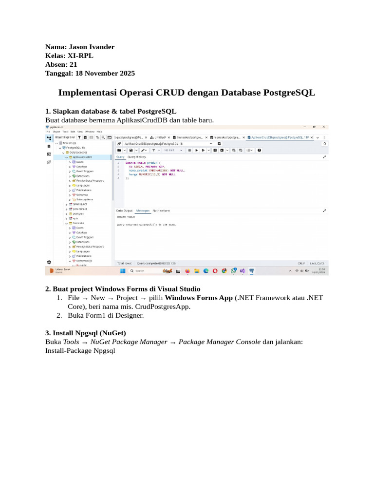 CRUD PostgreSQL dengan C# Windows Forms | PDF
