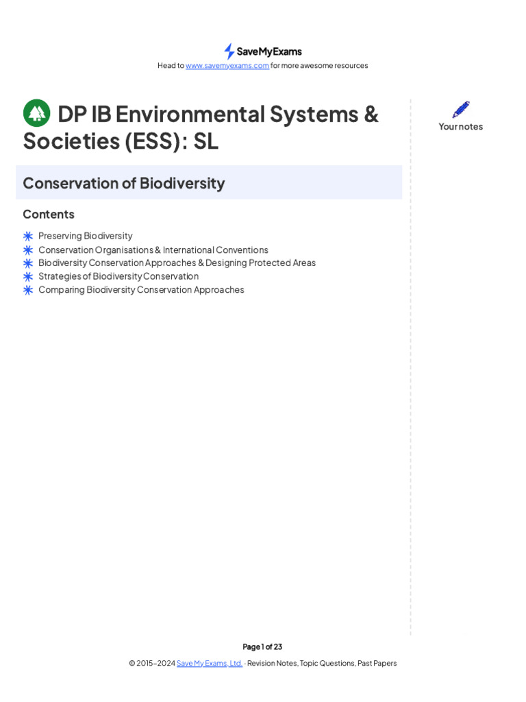 Biodiversity Conservation Strategies Guide | PDF | Conservation Biology ...