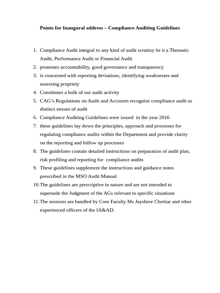 Compliance Auditing Guidelines Overview | PDF