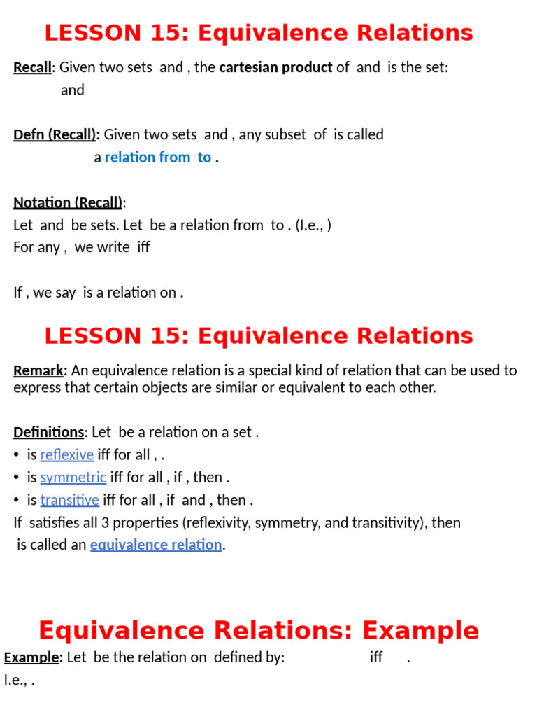 Understanding Equivalence Relations | PDF | Set (Mathematics ...