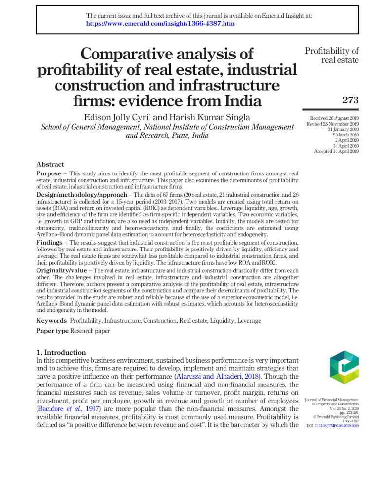 Profitability Analysis of Construction Sectors | PDF ...