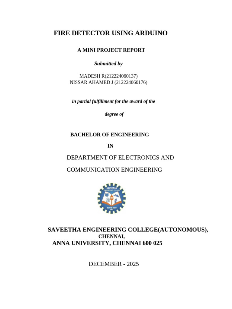 Arduino Fire Detection System Project | PDF | Arduino | Internet Of Things