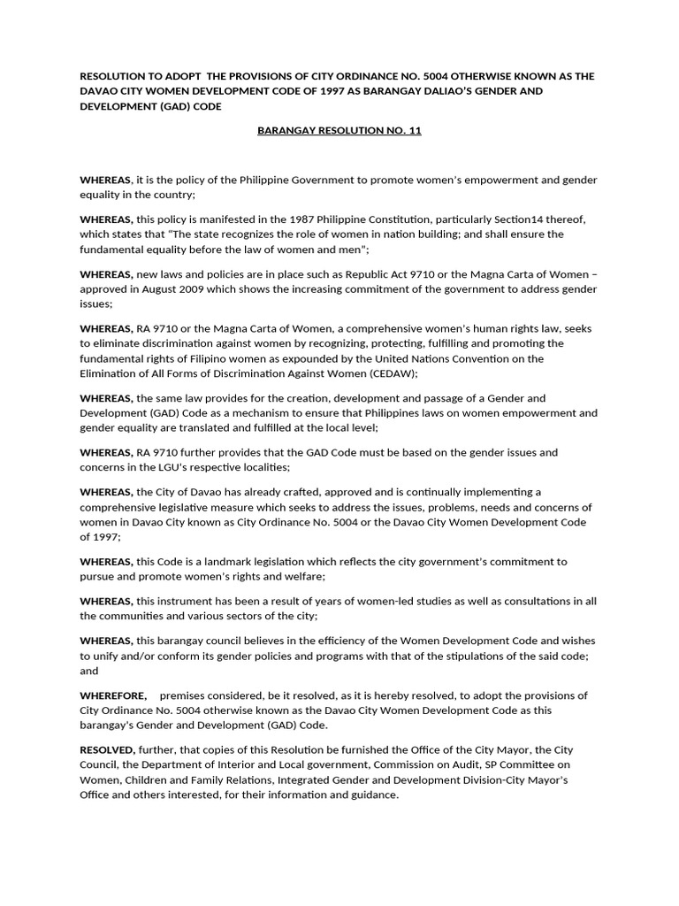 Resolution to Adopt the Provisions of City Ordinance No | PDF ...