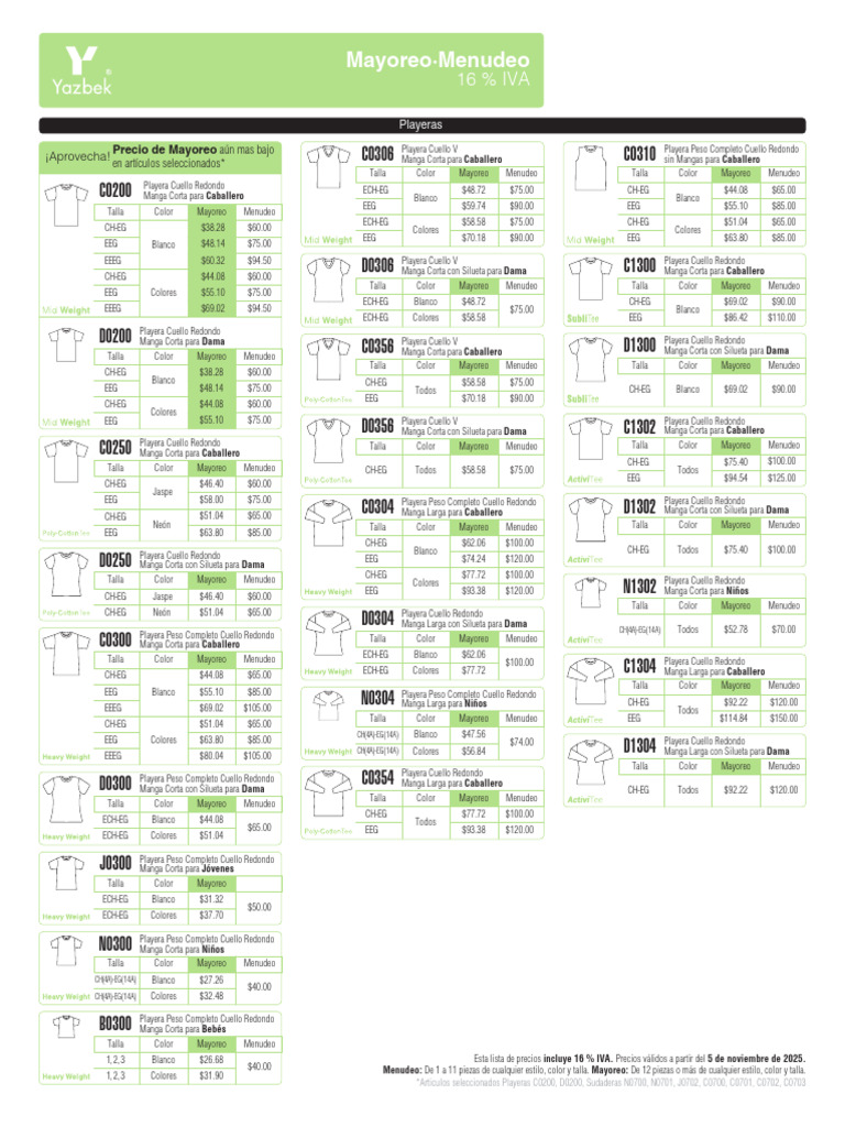 Lista de Precios de Ropa 2025 | PDF | Ropa | Moda