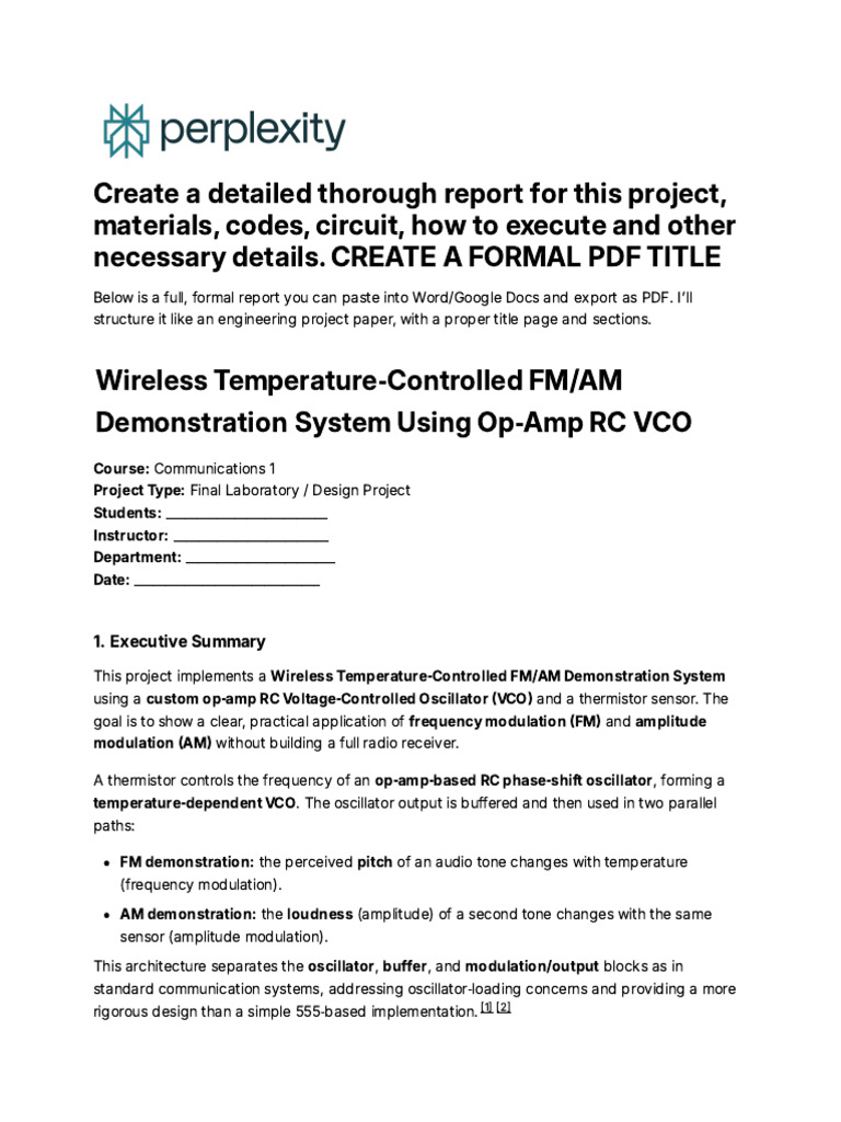 Wireless Temp-Controlled FM/AM System | PDF | Electronic Oscillator ...