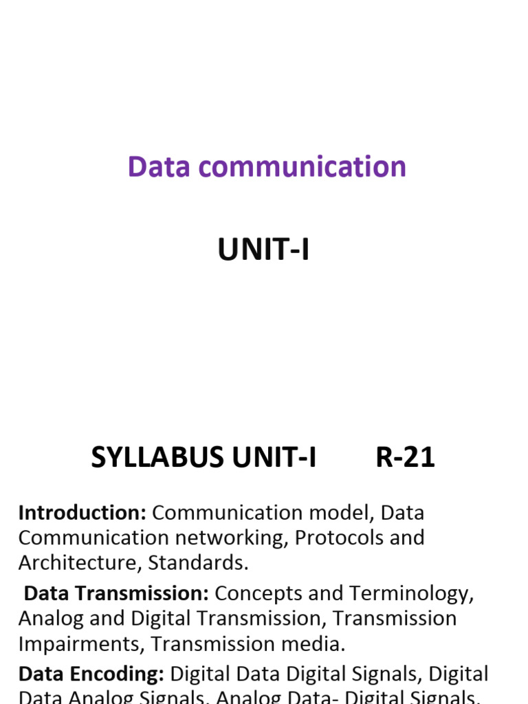unit-1 DC PPT | PDF | Osi Model | Computer Network