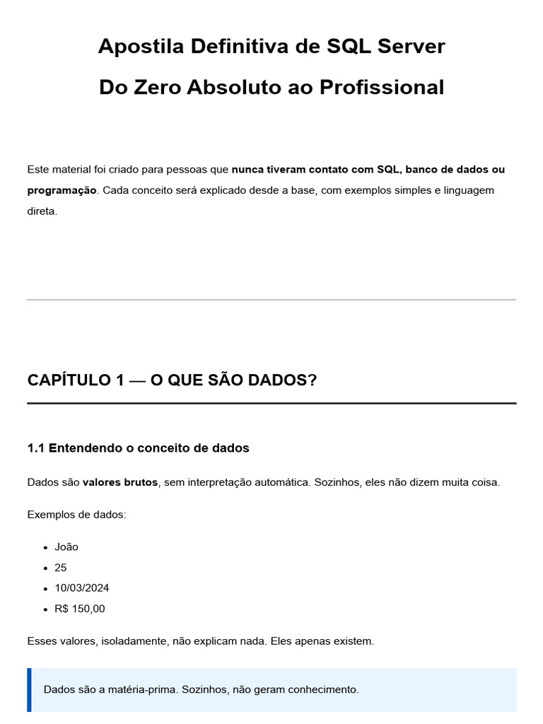 Guia Completo de SQL Server para Iniciantes | PDF | SQL | Microsoft SQL ...