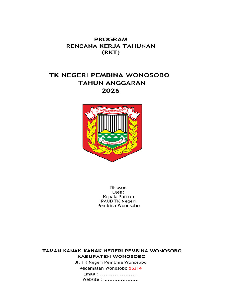 Rencana Kerja Tahunan PAUD 2026 Wonosobo | PDF