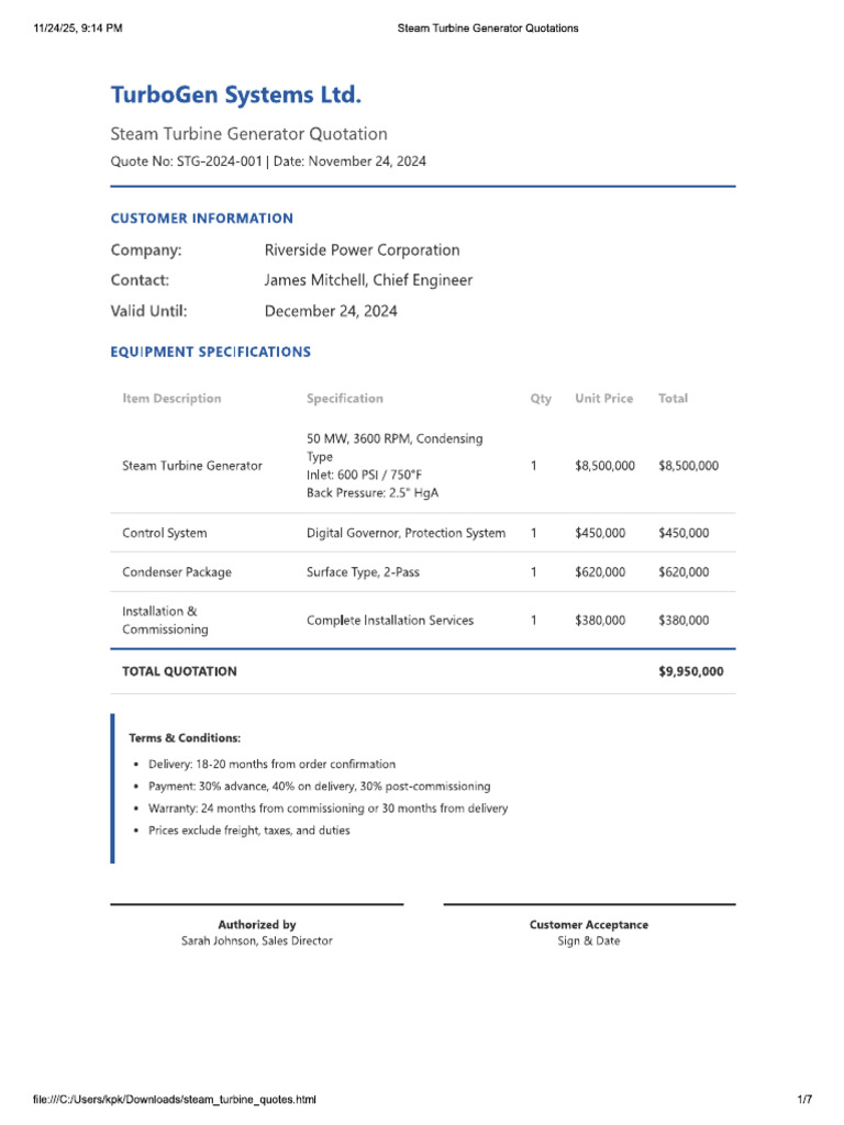 STG Vendor Offer Sample | PDF