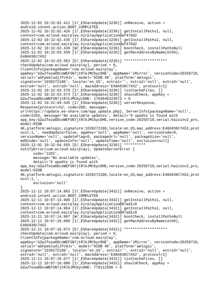 EShare Update Log: No Updates Found | PDF
