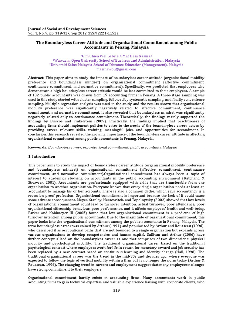 Boundaryless Careers & Commitment in Accountants | PDF