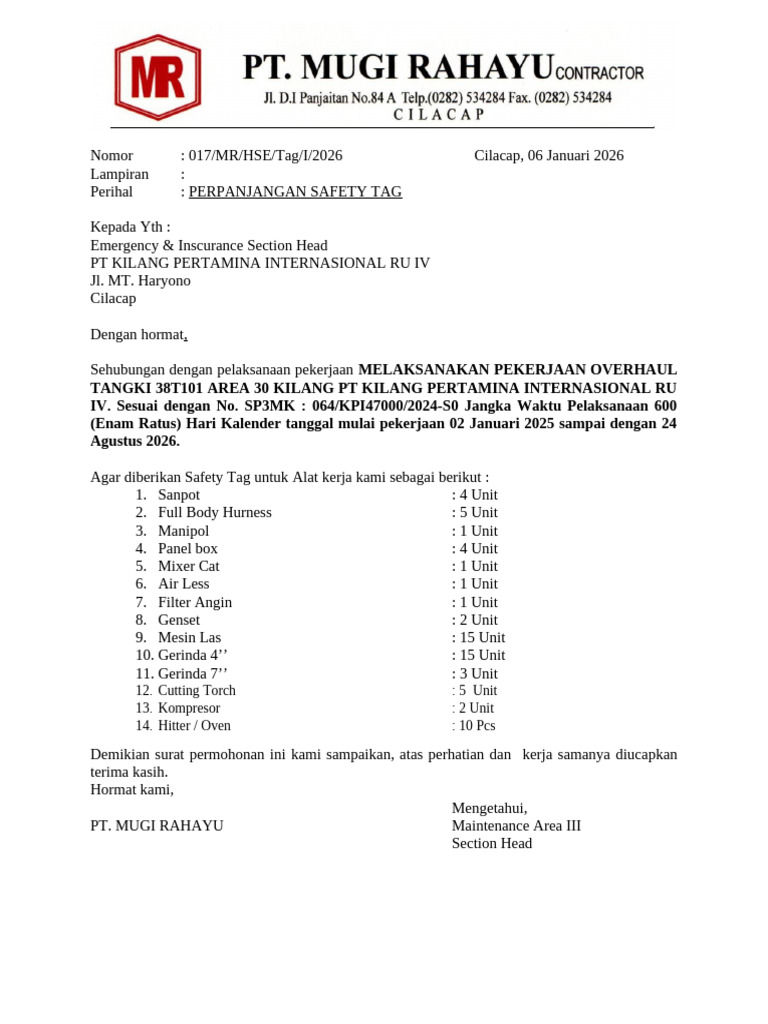 Pengajuan Tagging Alat | PDF