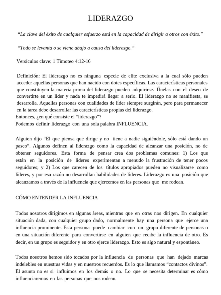 Claves del Liderazgo Efectivo | PDF | Liderazgo | Dios