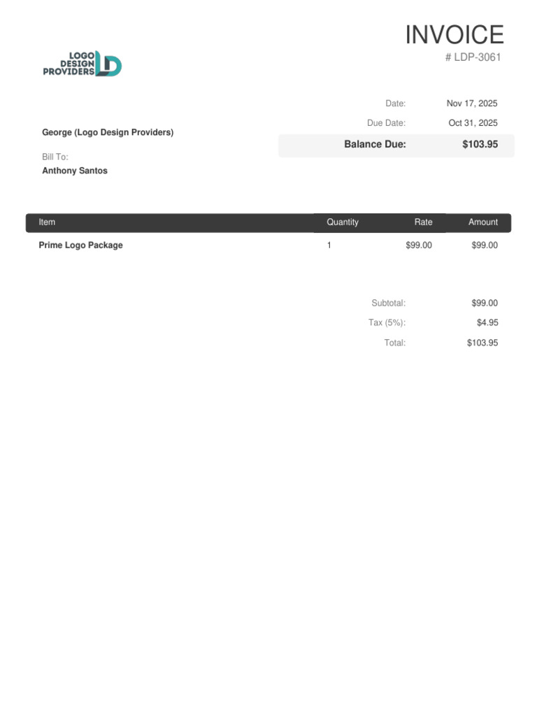 Invoice LDP-3061 for Logo Design | PDF